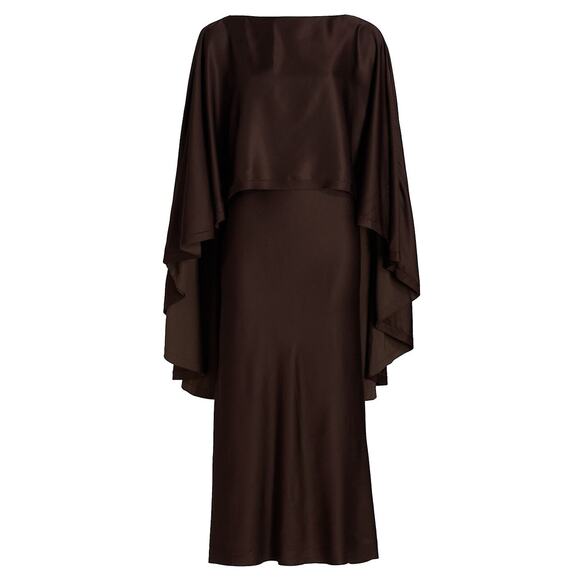 Jason Wu Elegant Brown Mixed Media Cape Dress Size 6 NWT